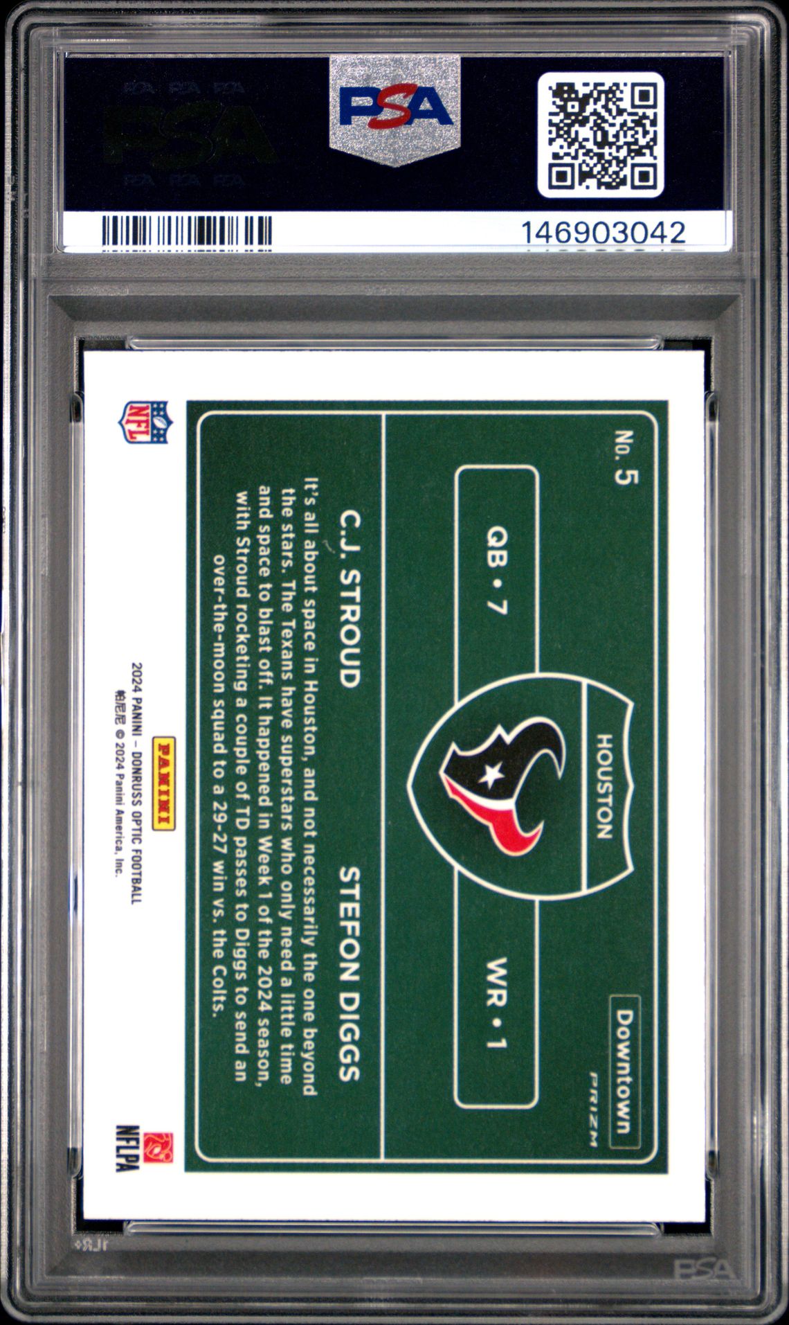 2024 Panini Donruss Optic Downtown Duos Stroud/Diggs #5 Mint 9 back