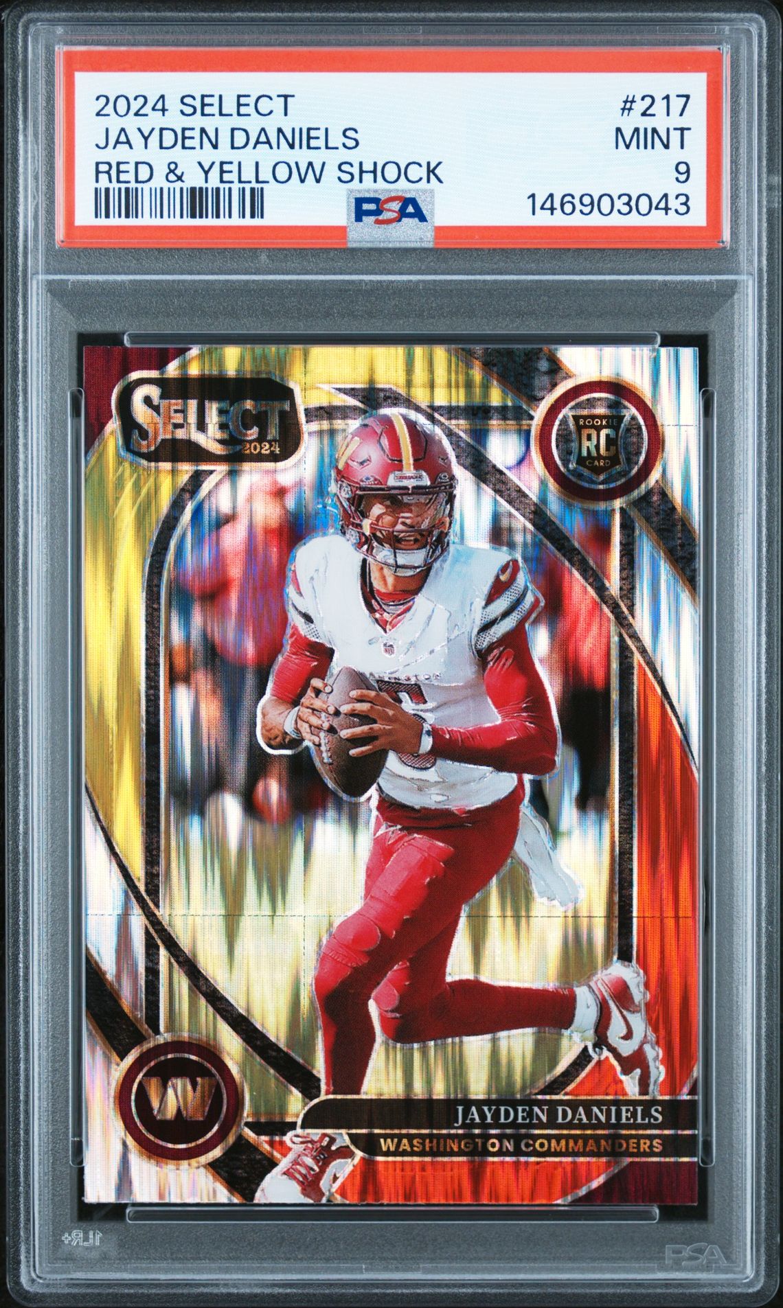 2024 Panini Select Jayden Daniels #217 (Red & Yellow Shock) Mint 9 front