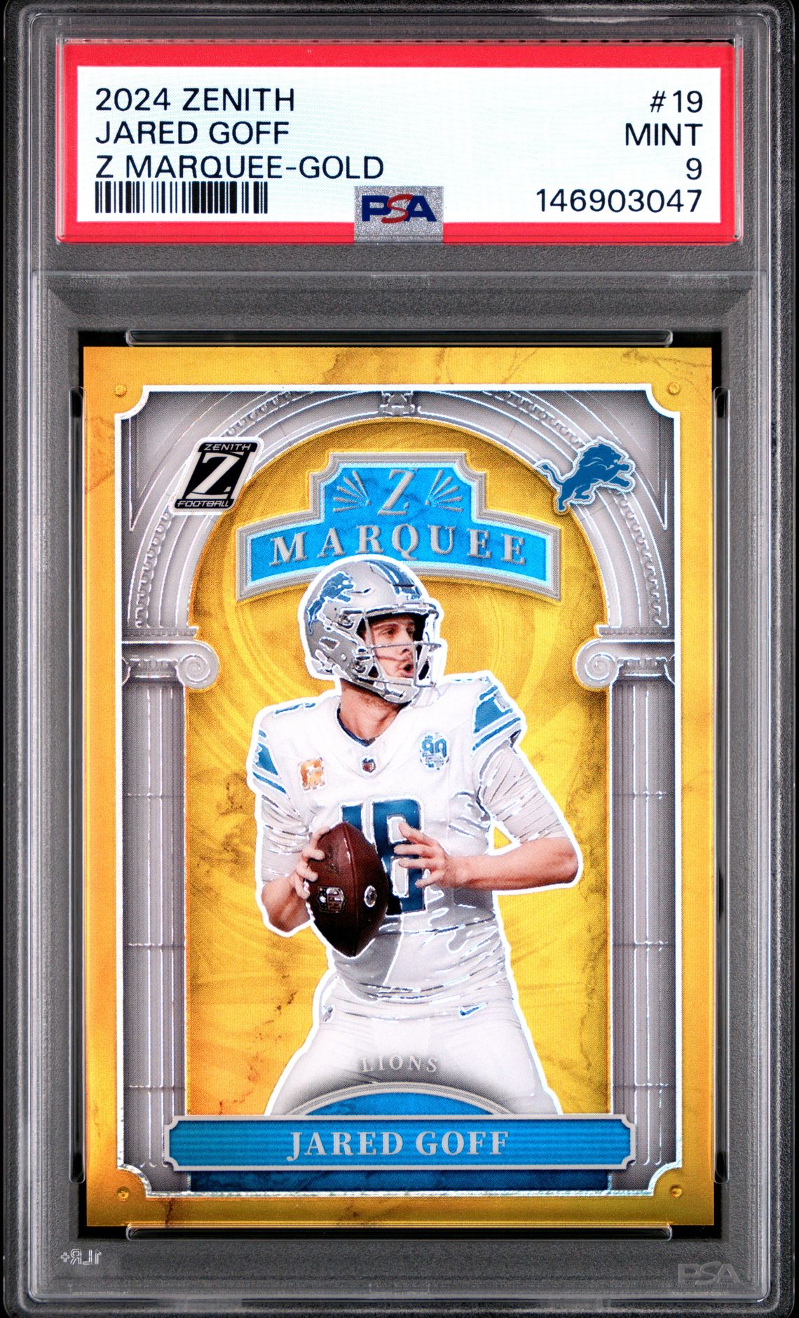 2024 Panini Zenith Z Marquee Jared Goff #19 (Z Marquee-Gold) Mint 9 front