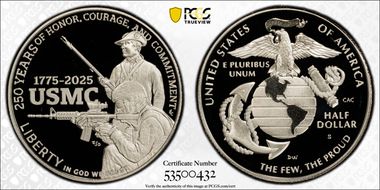 2025-S 50C USMC - 250th Anniversary First Strike PR69DCAM