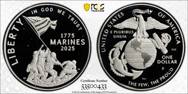 2025-P $1 USMC - 250th Anniversary First Strike PR68DCAM