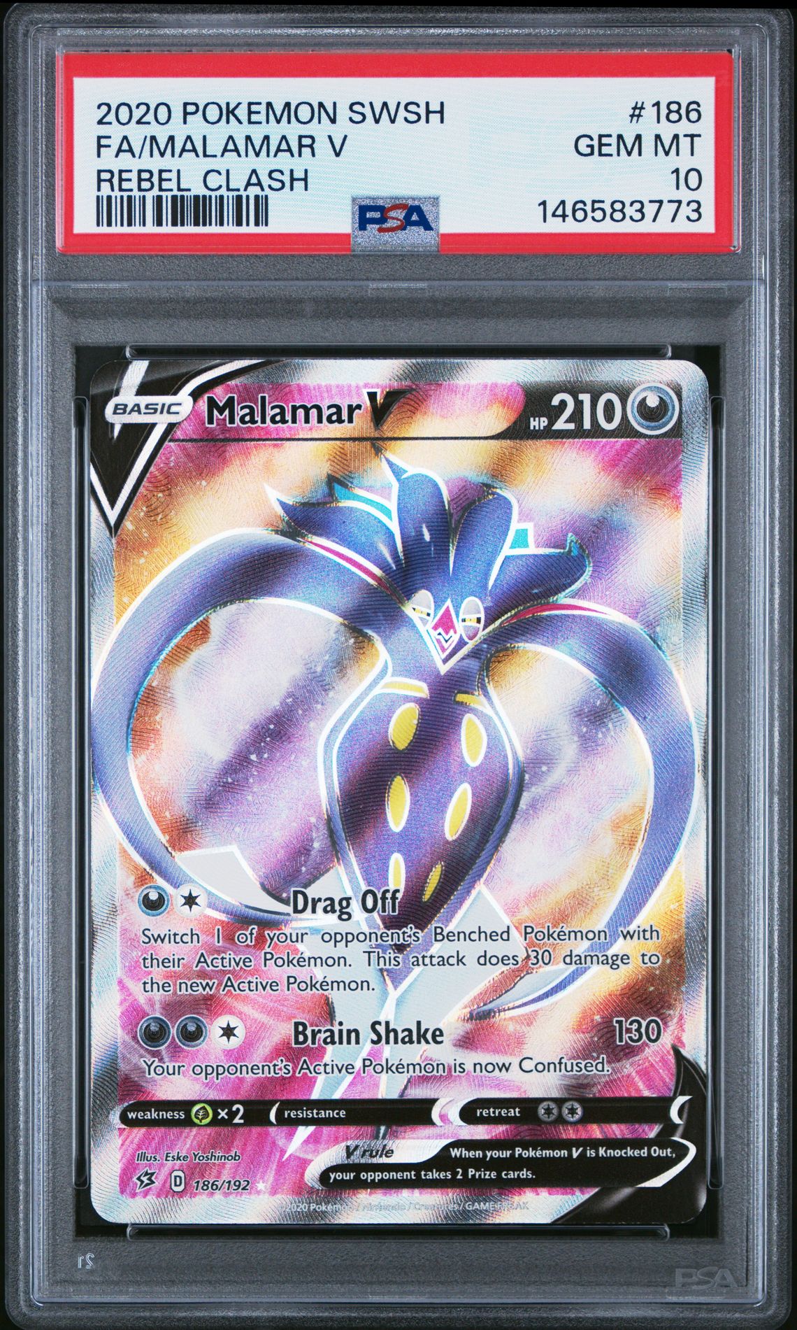 2020 Pokemon POKEMON SWORD & SHIELD REBEL CLASH #186 Fa/Malamar V front