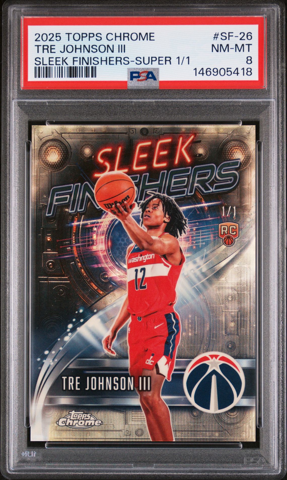 2025 Topps Chrome TOPPS CHROME SLEEK FINISHERS SUPER 1/1 #SF-26 Tre Johnson Iii front