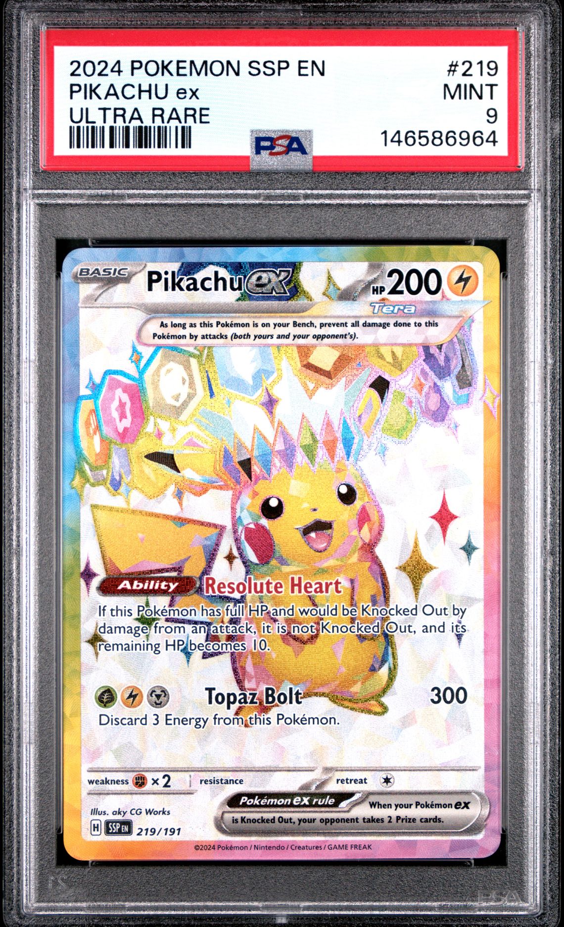 2024 Pokemon Ssp En-Surging Sparks Pikachu Ex #219 (Ultra Rare) Mint 9 front