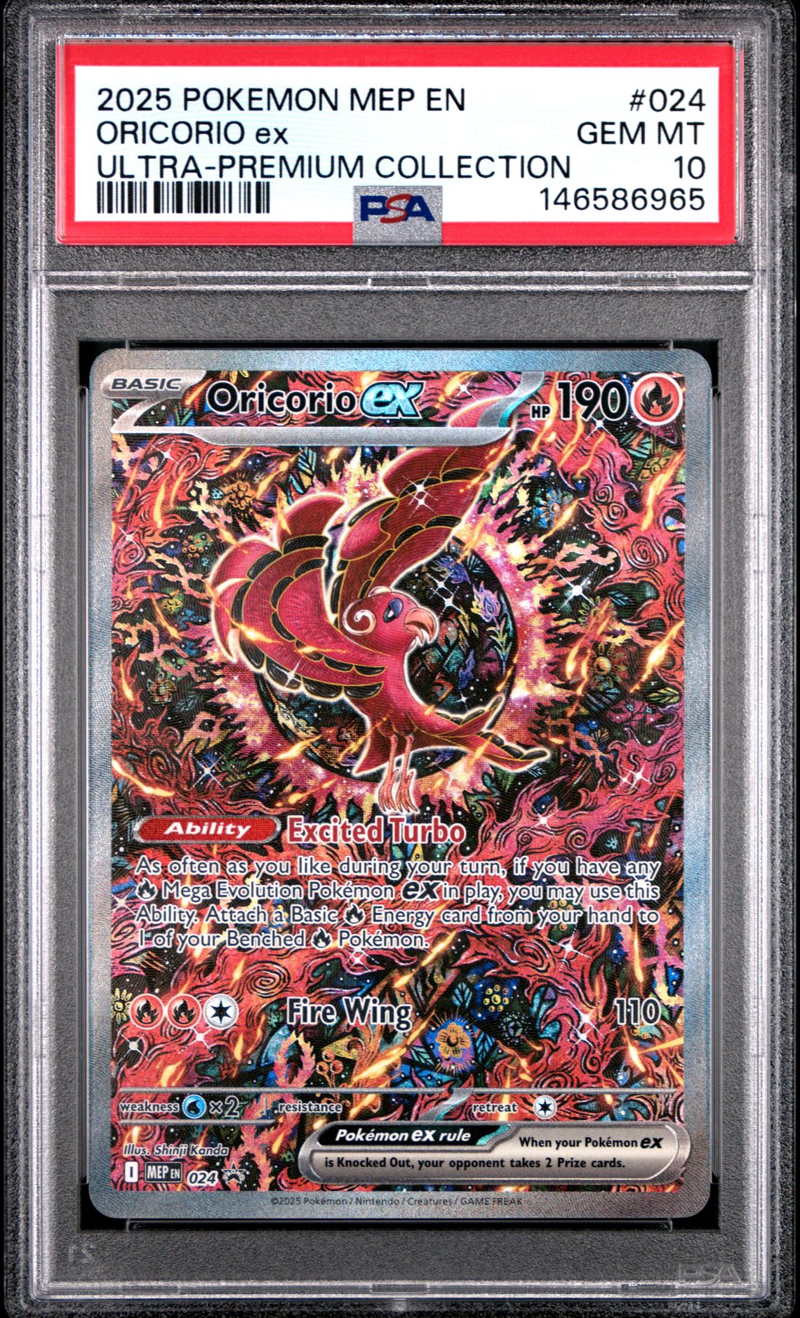 2025 Pokemon Mep En-Me Black Star Promo Oricorio Ex #024 (Ultra-Premium Collection) Gem Mt 10 front