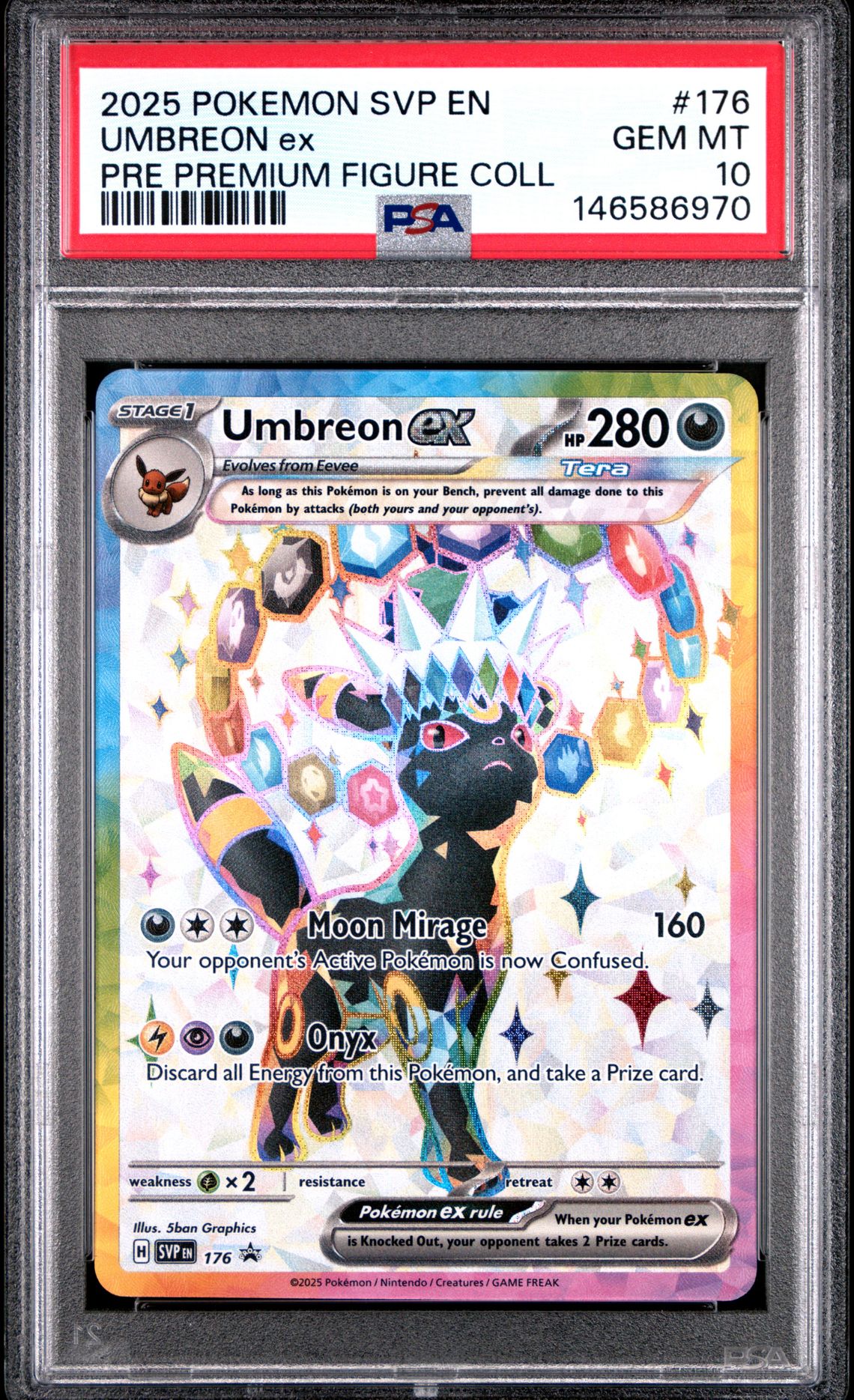 2025 Pokemon Svp En-Sv Black Star Promo Umbreon Ex #176 (Pre Premium Figure Coll) Gem Mt 10 front view - PSA graded GEM MT 10