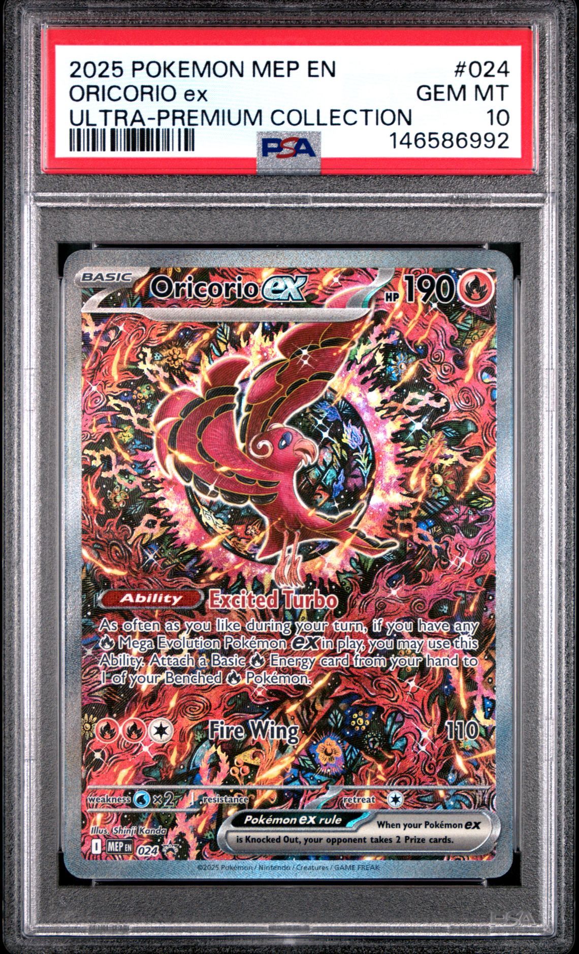2025 Pokemon Mep En-Me Black Star Promo Oricorio Ex #024 (Ultra-Premium Collection) Gem Mt 10 front view - PSA graded GEM MT 10