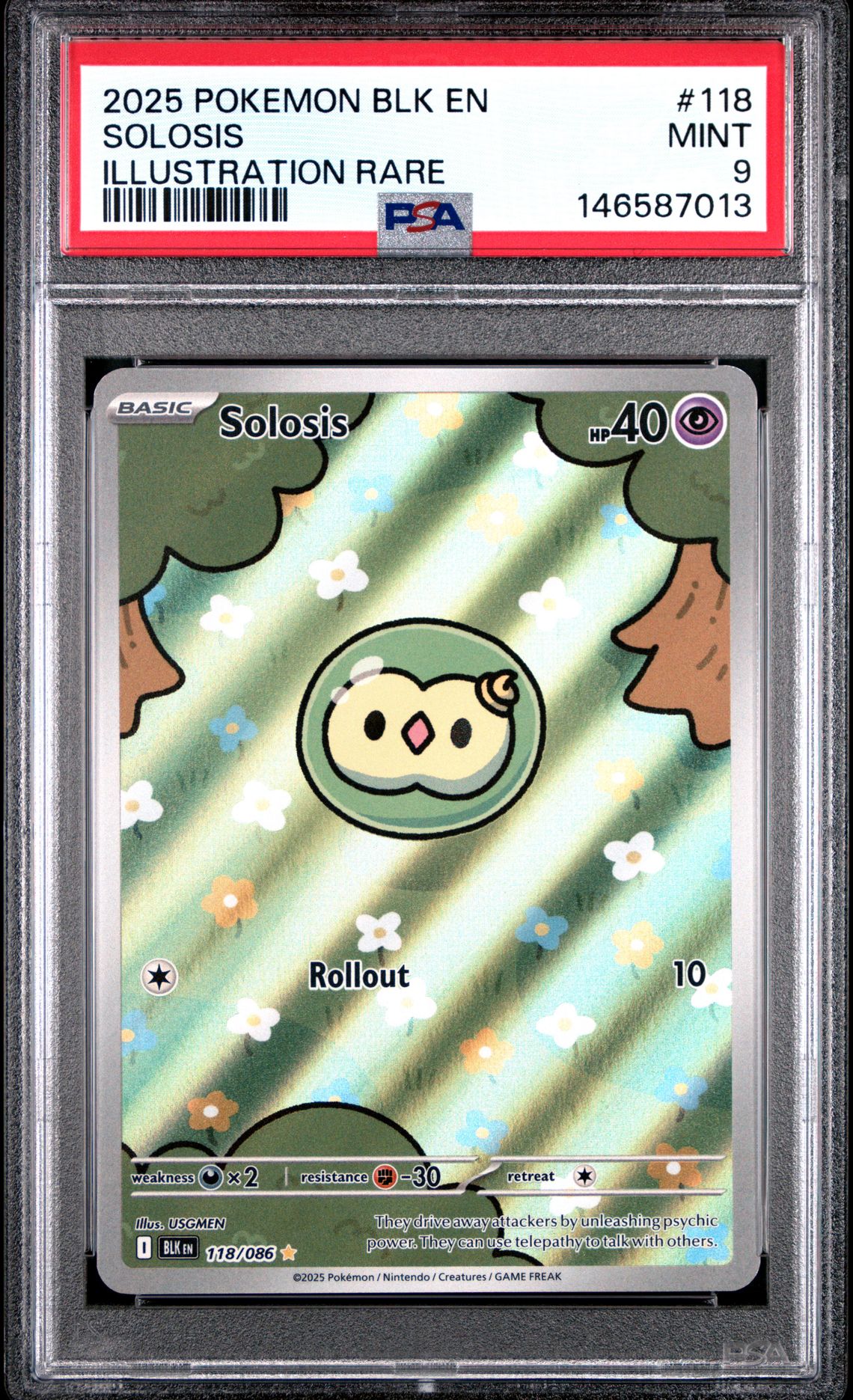 2025 Pokemon Blk En-Black Bolt Solosis #118 (Illustration Rare) Mint 9 front