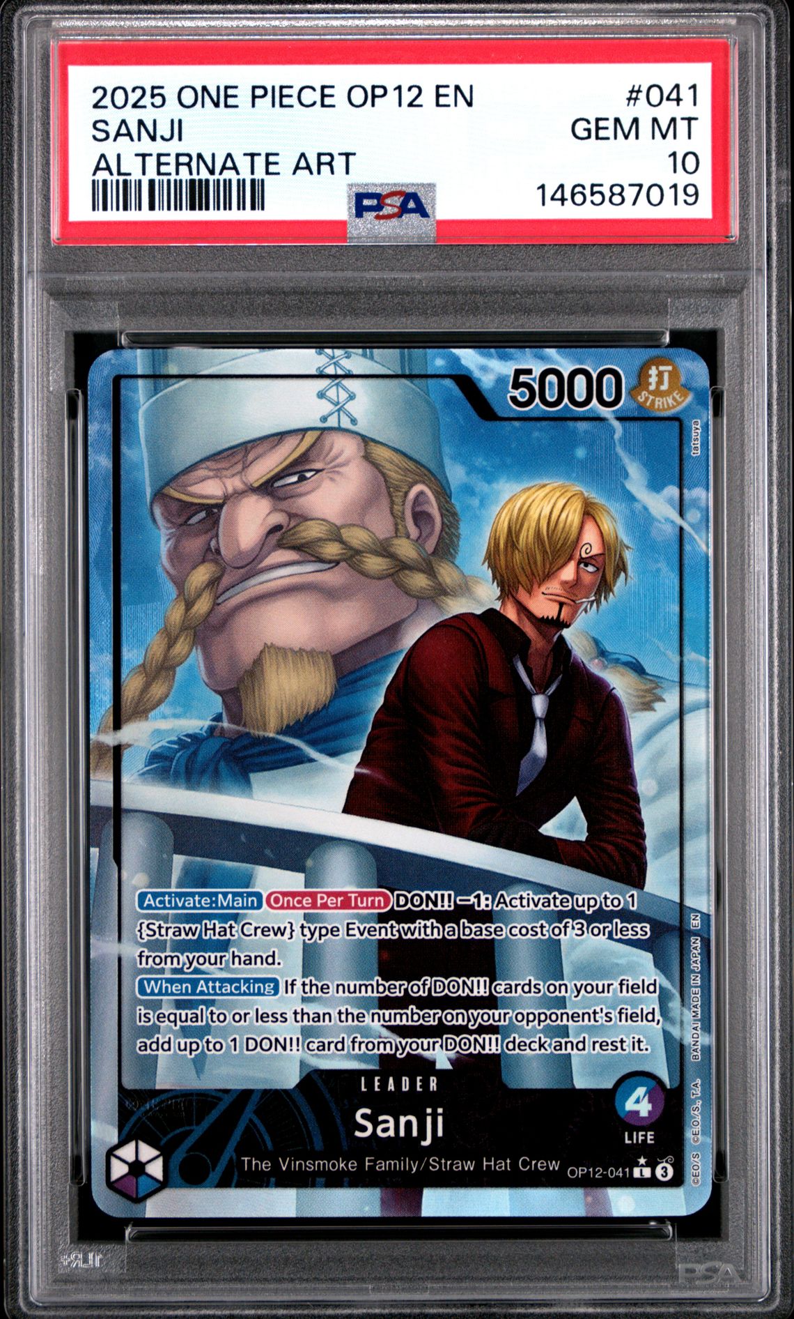 2025 One Piece Op12-Legacy Of The Master Sanji #041 (Alternate Art) Gem Mt 10 front