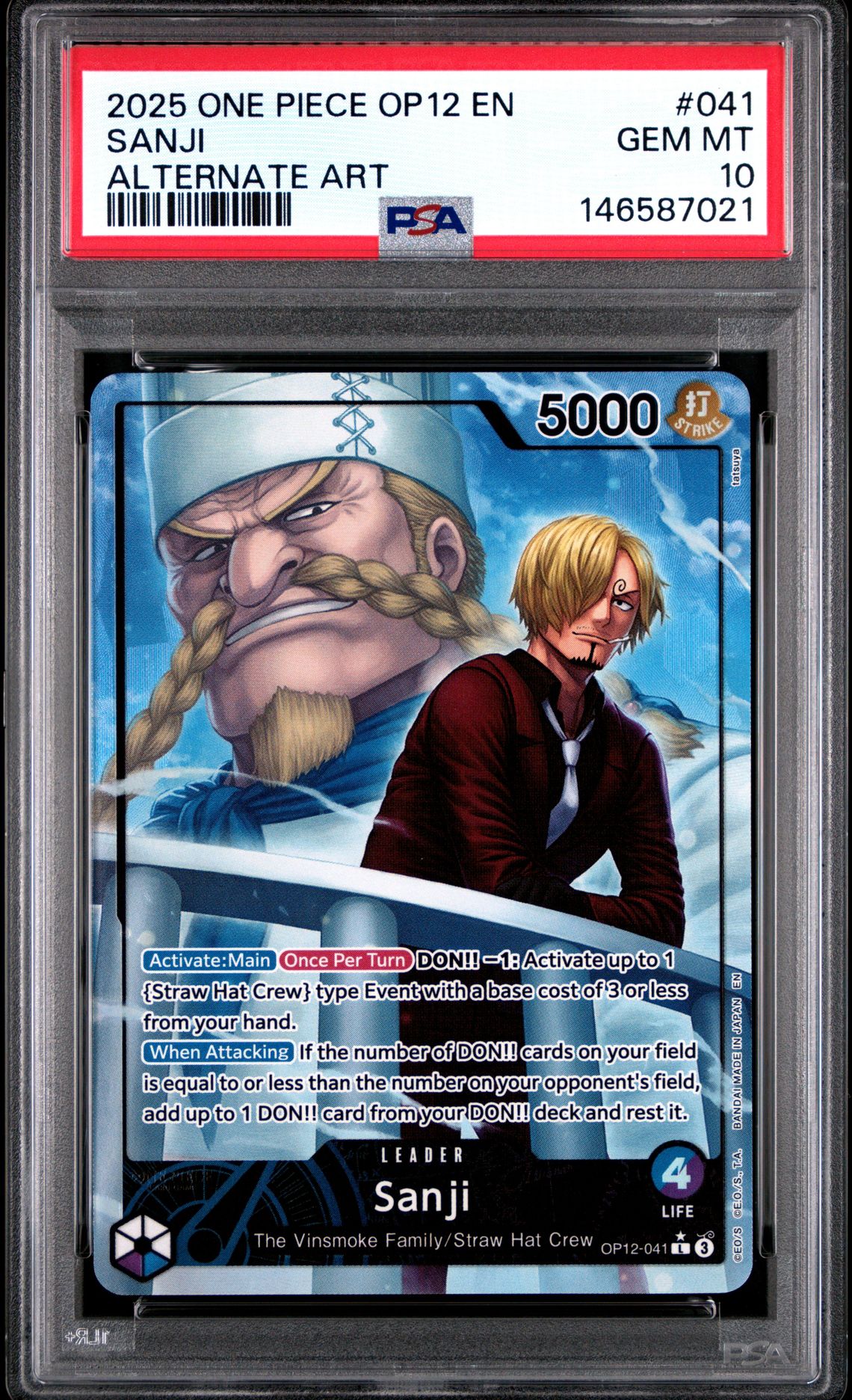 2025 One Piece Op12-Legacy Of The Master Sanji #041 (Alternate Art) Gem Mt 10 front