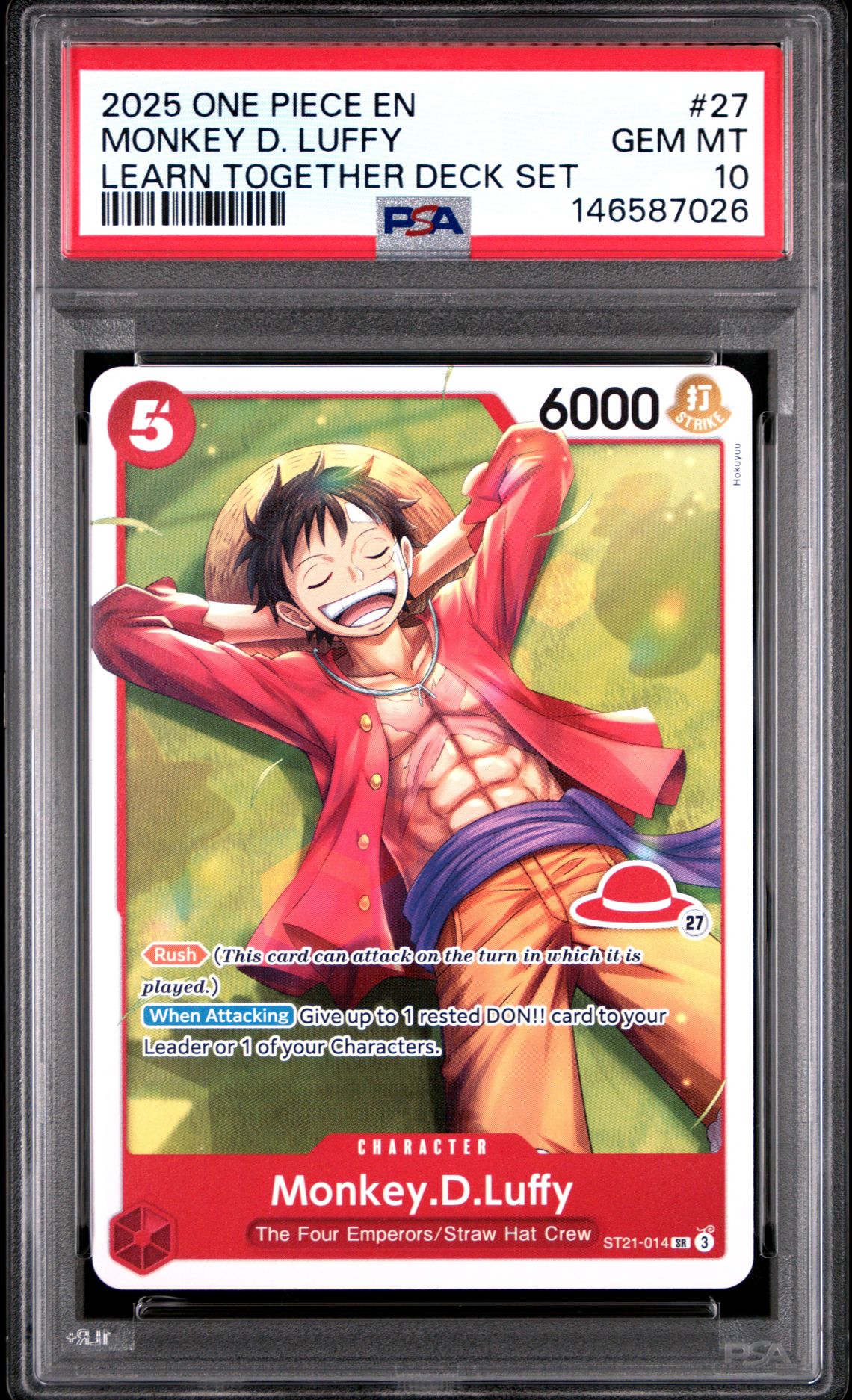 2025 One Piece Learn Together Deck Set Monkey D. Luffy #27 Gem Mt 10 front view - PSA graded GEM MT 10