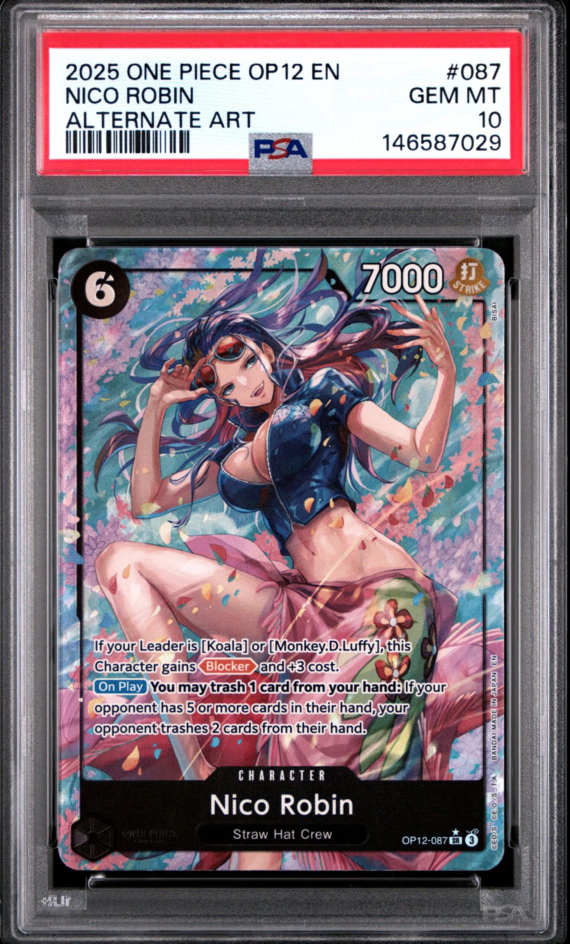 2025 One Piece Op12-Legacy Of The Master Nico Robin #087 (Alternate Art) Gem Mt 10 front view - PSA graded GEM MT 10