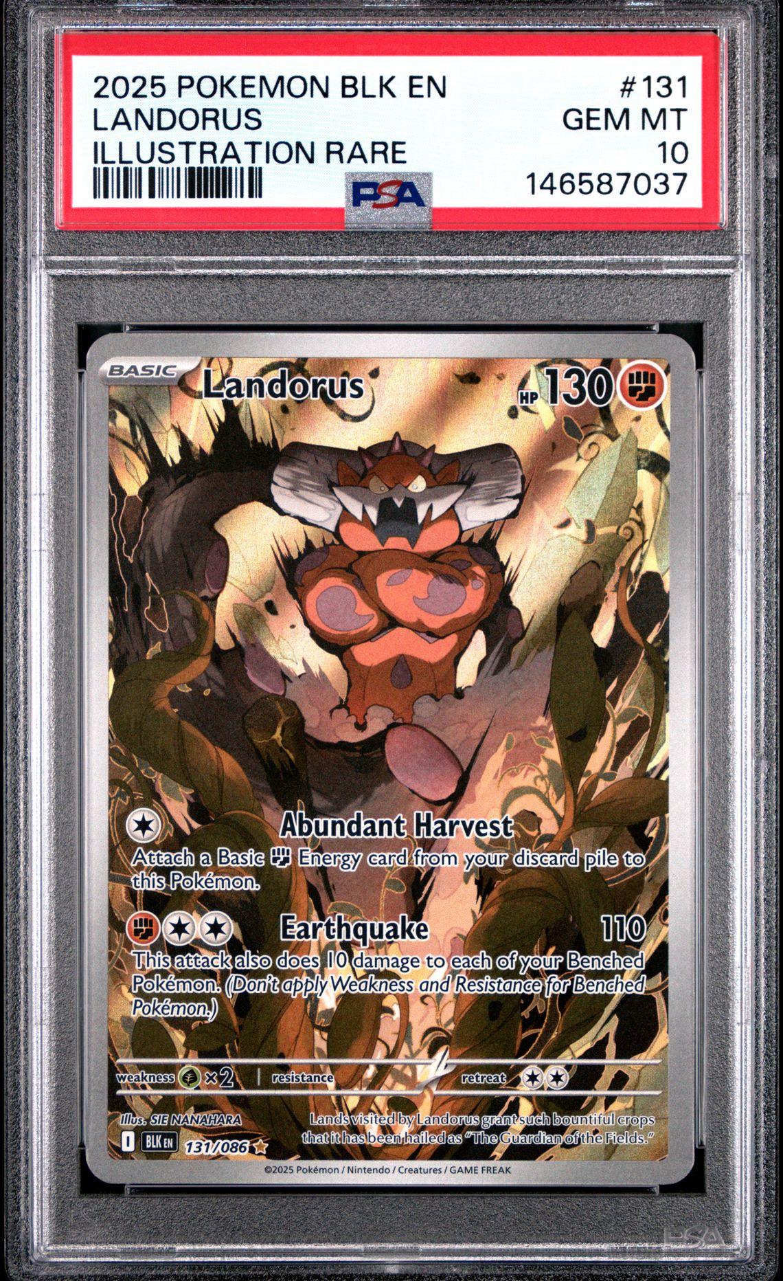 2025 Pokemon Blk En-Black Bolt Landorus #131 (Illustration Rare) Gem Mt 10 front view - PSA graded GEM MT 10