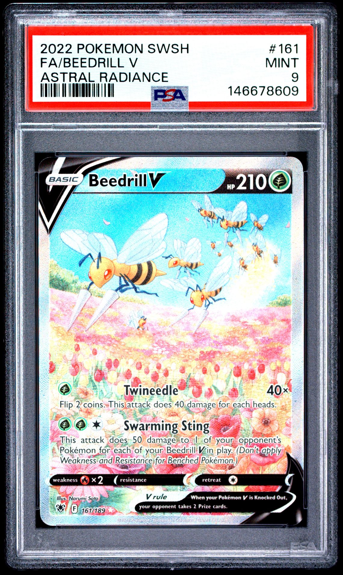 2022 Pokemon Sword & Shield Astral Radiance Fa/Beedrill V #161 (Astral Radiance) Mint 9 front