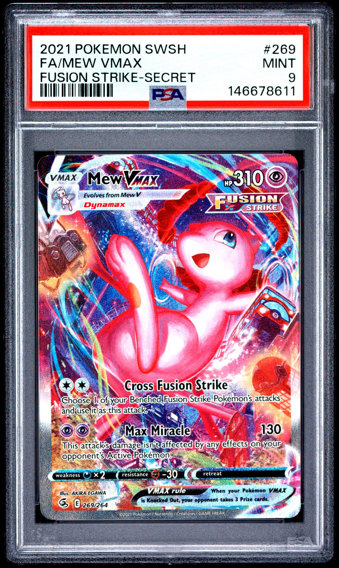 2021 Pokemon Sword & Shield Fusion Strike Fa/Mew Vmax #269 (Fusion Strike-Secret) Mint 9 front