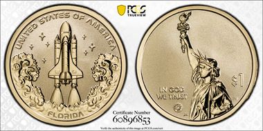 2025-S $1 American Innovation FL Rev PR Space Shuttle First Strike PR70