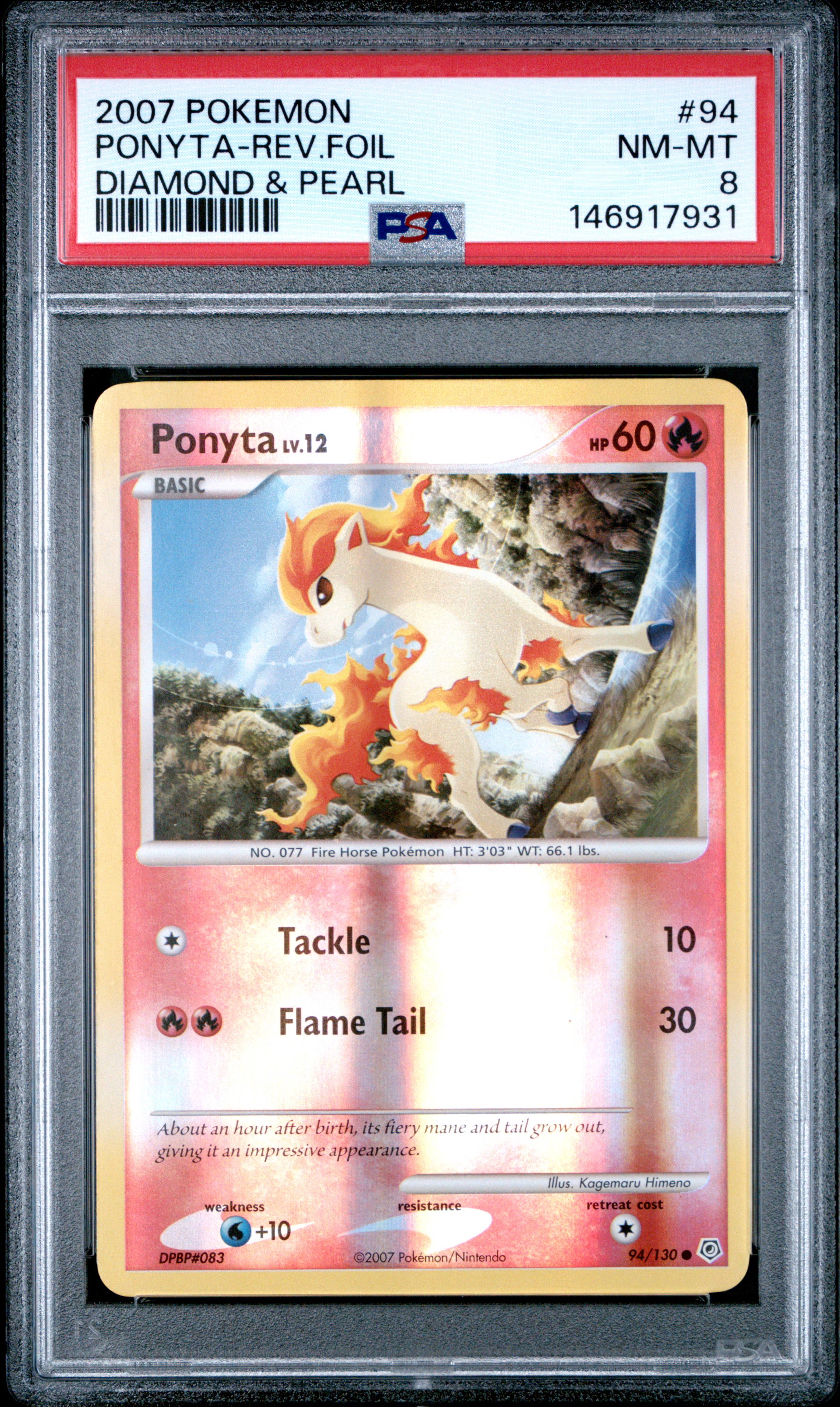 2007 #94 Ponyta-Reverse Foil PSA 8 Diamond & Pearl