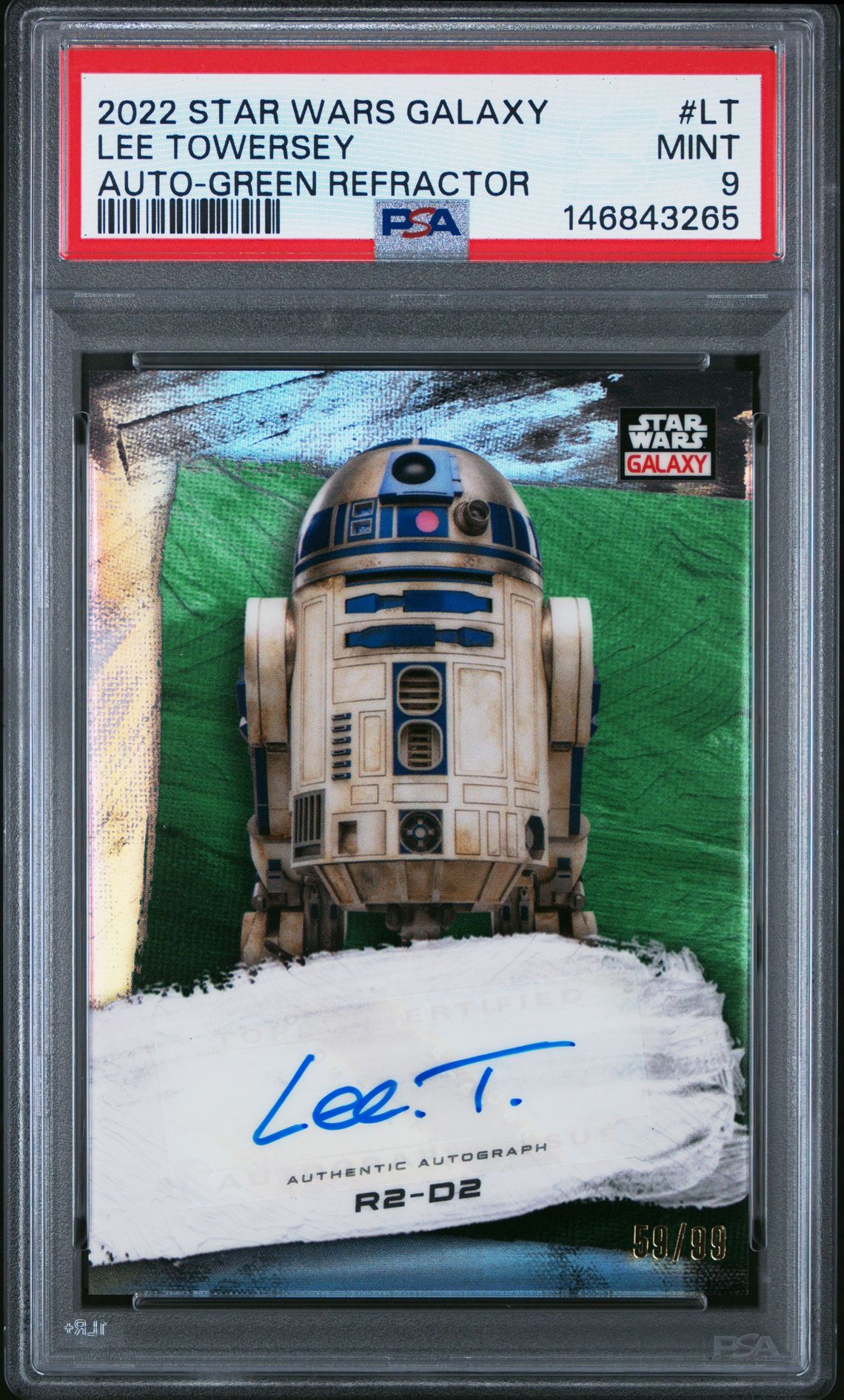 2022 Topps TOPPS CHROME STAR WARS GALAXY AUTOGRAPHS AUTO-GREEN REFRACTOR #LT Lee Towersey front