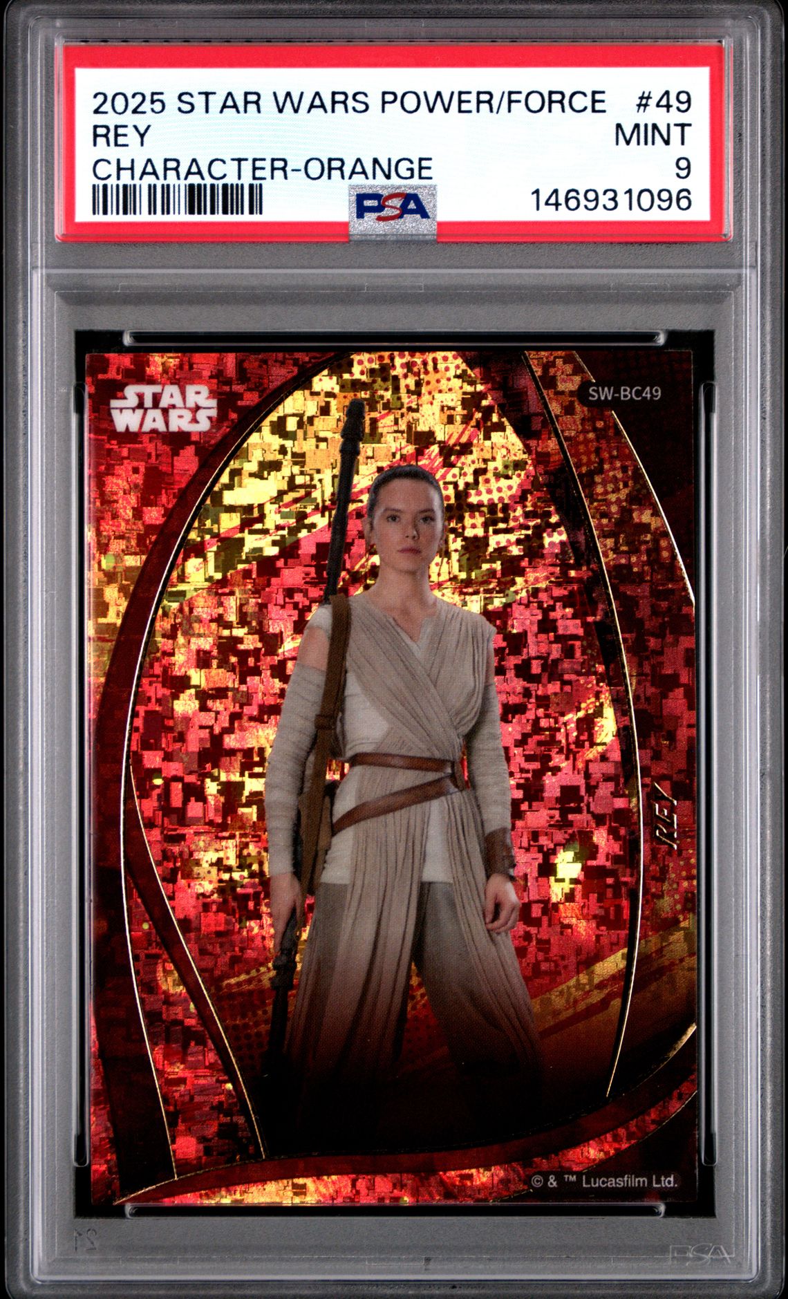 2025 Star Wars CARD.FUN STAR WARS POWER OF THE FORCE CHARACTER Purple Refractor #49 Rey front