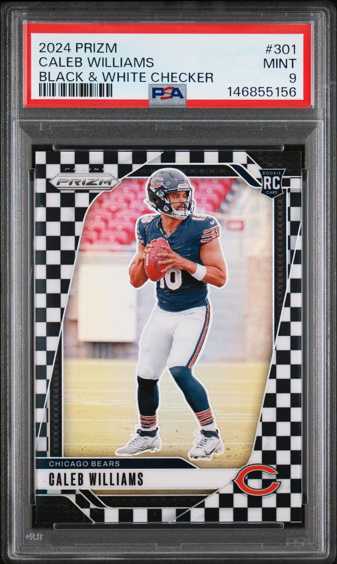 2024 PANINI PRIZM BLACK & WHITE CHECKER #301 Caleb Williams front