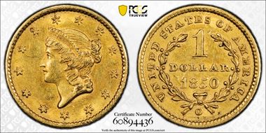 1850-O G$1 AU58