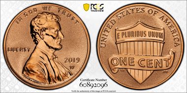 2019-W 1C Shield - Reverse Proof PR69RD