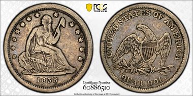 1838 25C Seated, No Drapery VF30