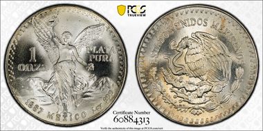 1987-Mo Onza Libertad Ag MS68