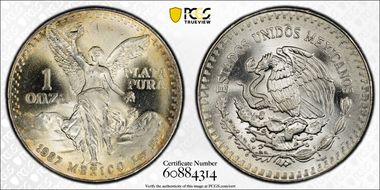1987-Mo Onza Libertad Ag MS68
