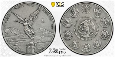 2018-Mo Onza Libertad Ag - Antiqued SP70