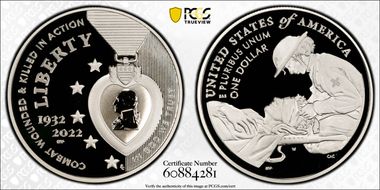 2022-W $1 National Purple Heart Hall of Honor PR70DCAM