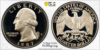 1987-S 25C PR69DCAM