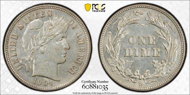 1904-S 10C MS62