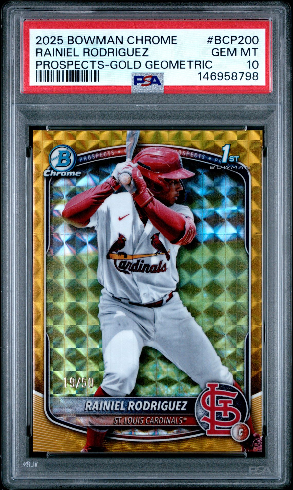 2025 Bowman BOWMAN CHROME PROSPECTS GOLD GEOMETRIC #BCP200 Rainiel Rodriguez front