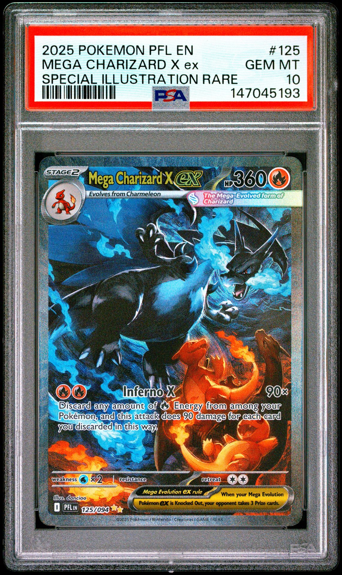 2025 Pokemon POKEMON PFL EN-PHANTASMAL FLAMES SPECIAL ILLUSTRATION RARE #125 Mega Charizard X Ex front