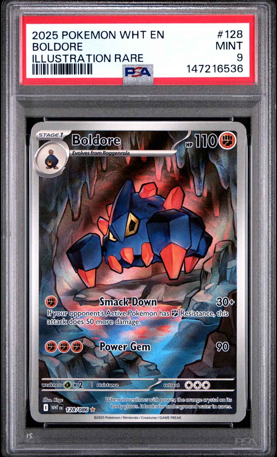 2025 Pokemon POKEMON WHT EN-WHITE FLARE ILLUSTRATION RARE #128 Boldore front