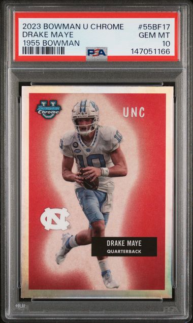 2023 Bowman BOWMAN UNIVERSITY CHROME 1955 BOWMAN #55BF17 Drake Maye front
