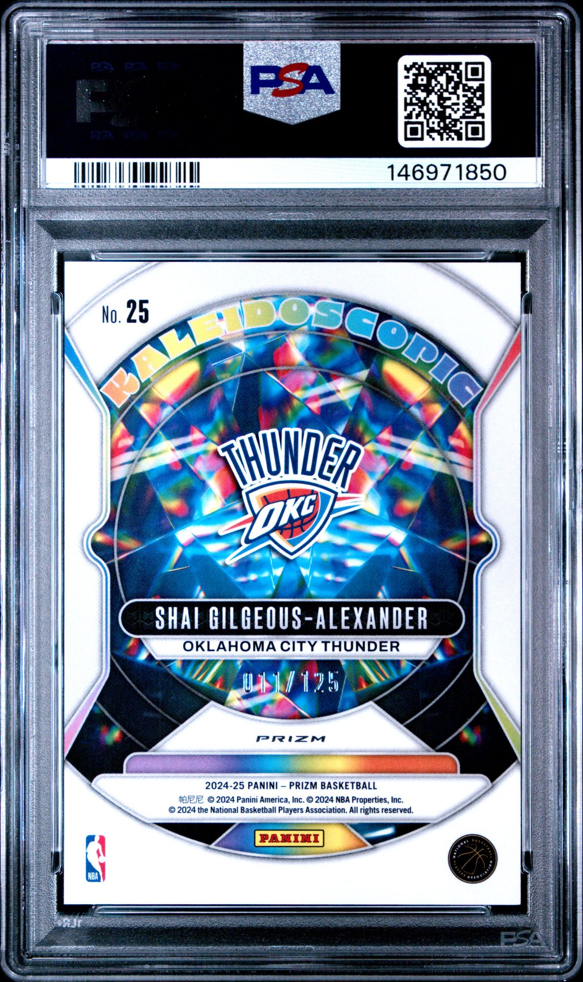 2024 Panini Prizm Kaleidoscopic S. Gilgeous-Alexander #25 (Kaleidoscopic-Blue Ice) Mint 9 back