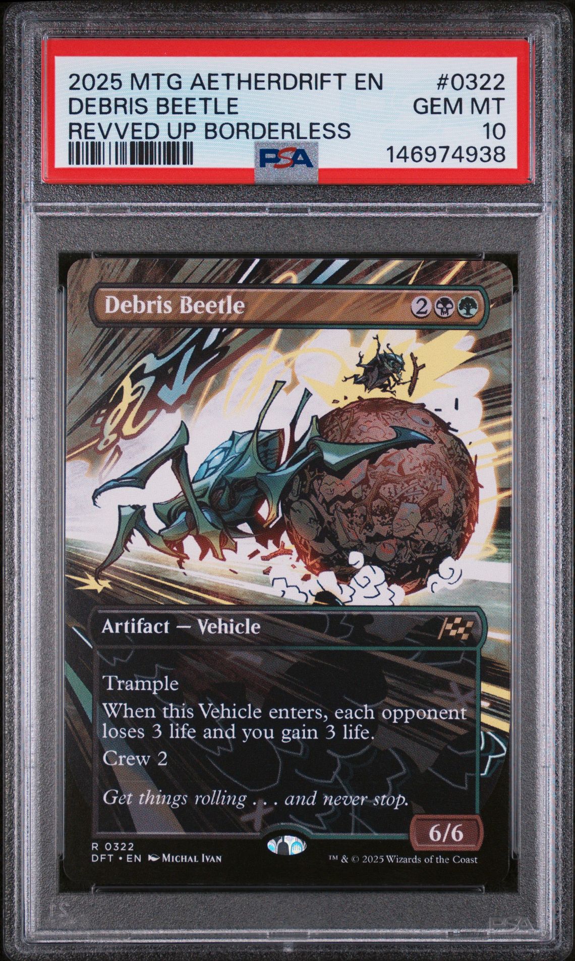 2025 MTG MAGIC THE GATHERING AETHERDRIFT REVVED UP BORDERLESS #0322 Debris Beetle front