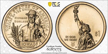 2026-P $1 American Innovation IA Norman Borlaug  Pos. B First Strike MS65
