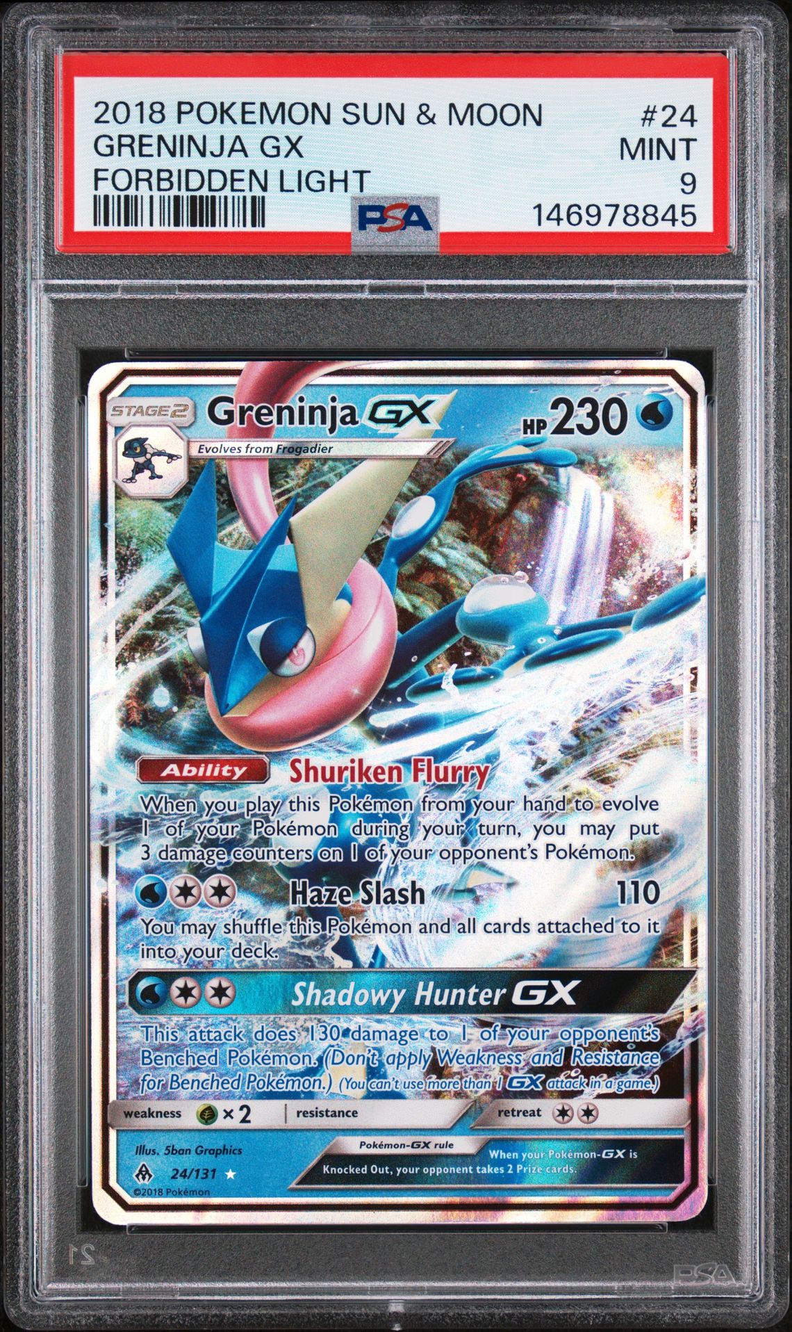 2018 Pokemon POKEMON SUN & MOON FORBIDDEN LIGHT #24 Greninja Gx front