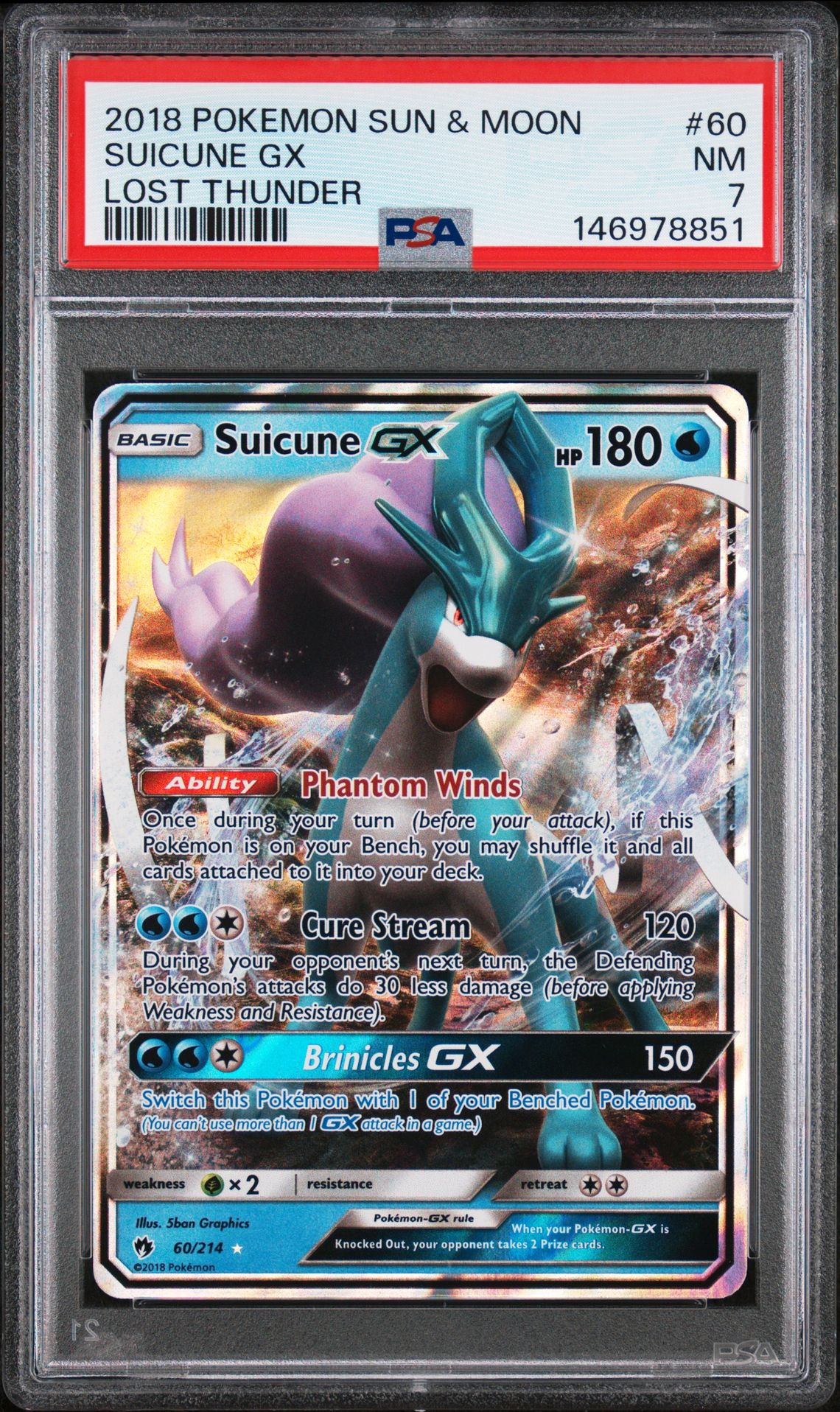 2018 Pokemon POKEMON SUN & MOON LOST THUNDER #60 Suicune Gx front