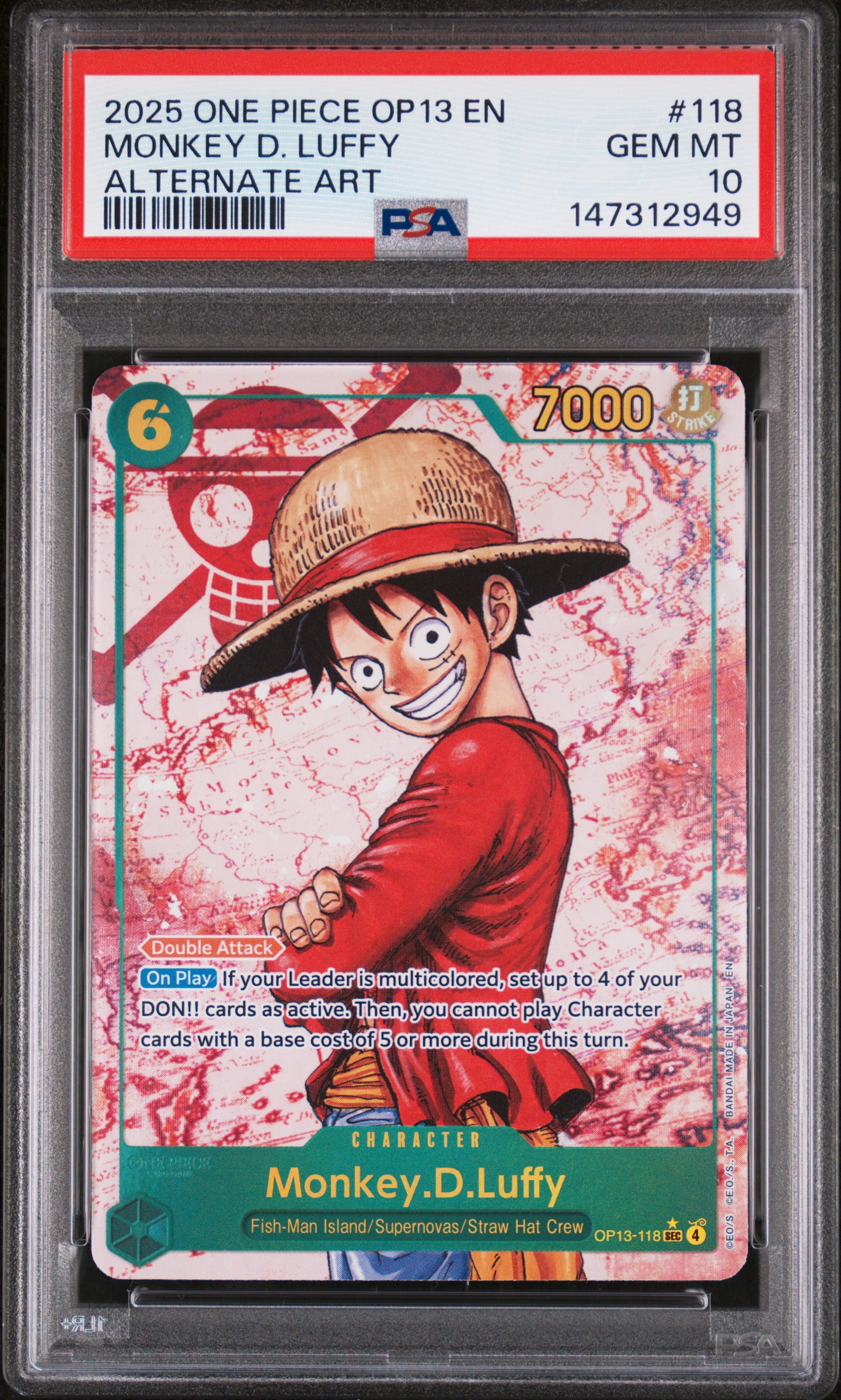 2025 #118 Monkey D. Luffy PSA 10 One Piece OP13-Carrying on His Will