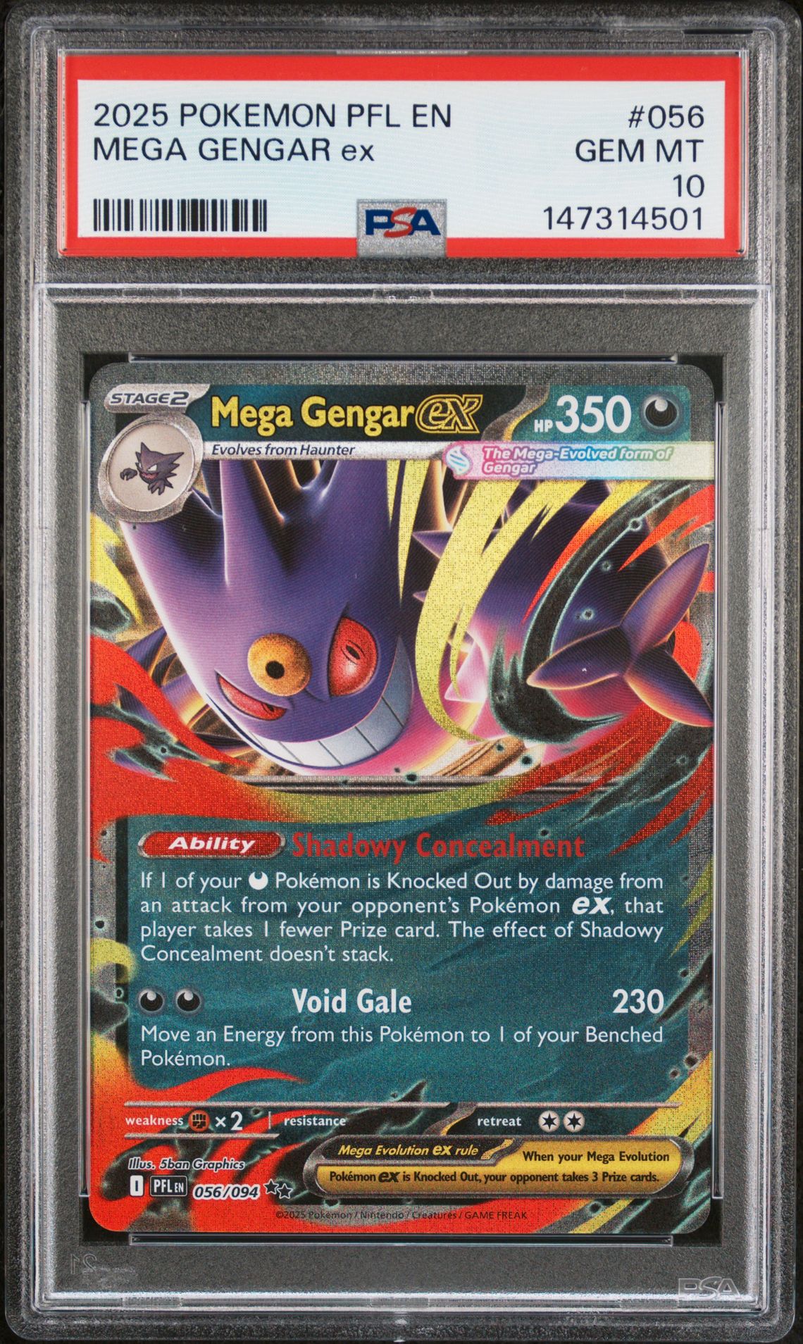 2025 Pokemon POKEMON PFL EN-PHANTASMAL FLAMES #056 Mega Gengar Ex front