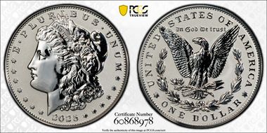 2025-S $1 Morgan Dollar Rev PR Two-Coin Reverse Proof Set PR70