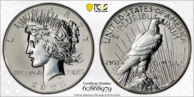2025-S $1 Peace Dollar Rev PR Two-Coin Reverse Proof Set PR69