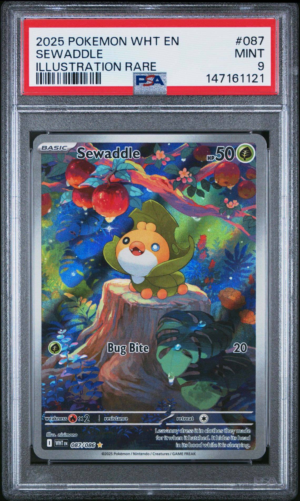 2025 Pokemon POKEMON WHT EN-WHITE FLARE ILLUSTRATION RARE #087 Sewaddle front