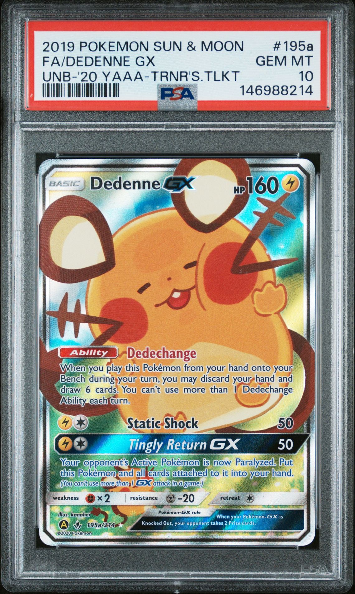 2019 Pokemon POKEMON SUN & MOON UNBROKEN BONDS #195a Fa/Dedenne Gx front