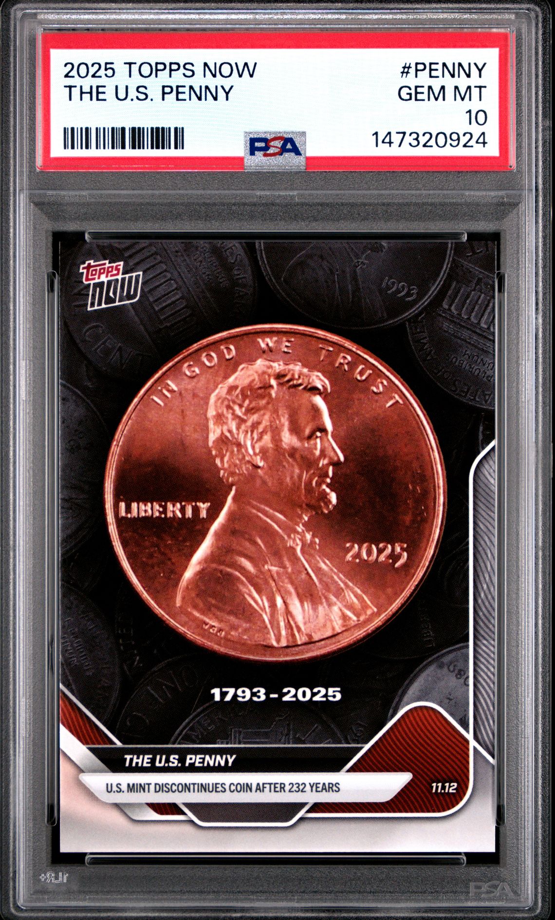 2025 Topps TOPPS NOW #PENNY The U.S. Penny front