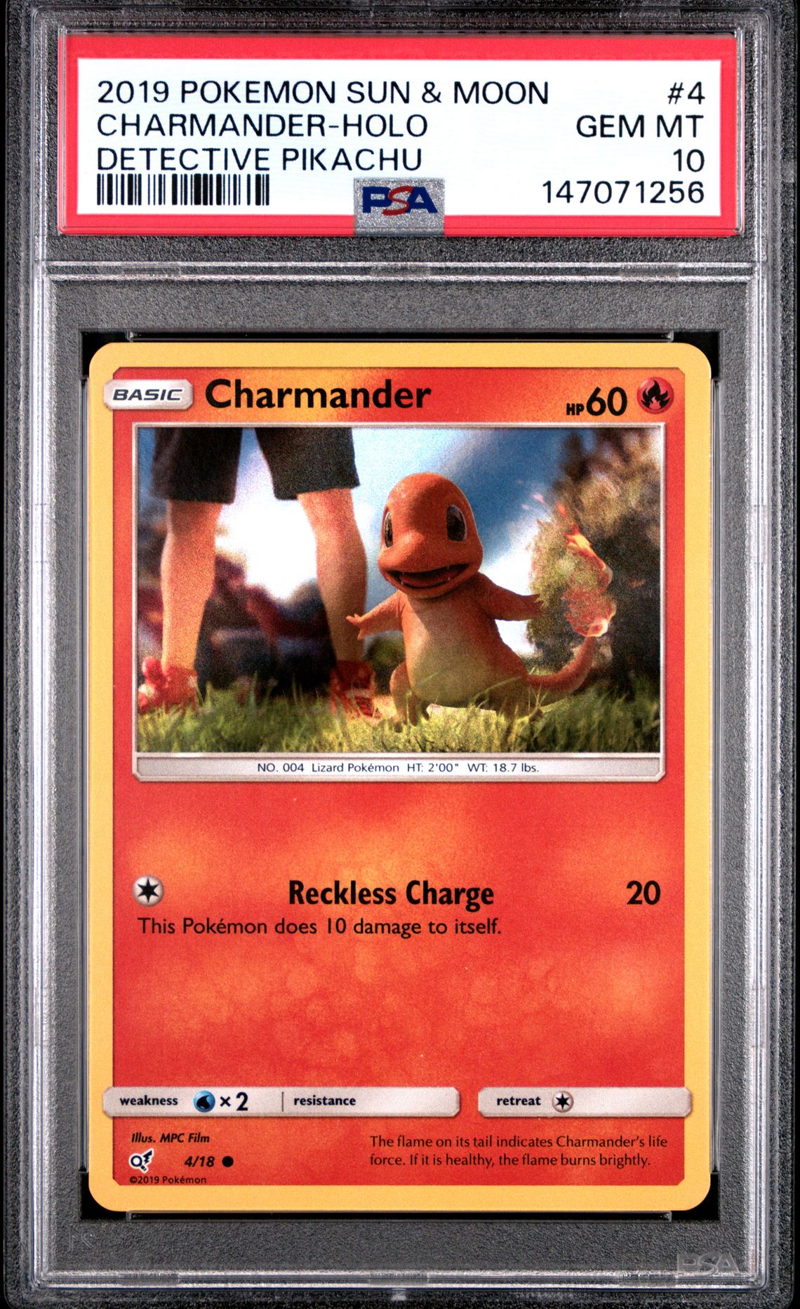 2019 Pokemon POKEMON SUN & MOON DETECTIVE PIKACHU #4 Charmander-Holo front